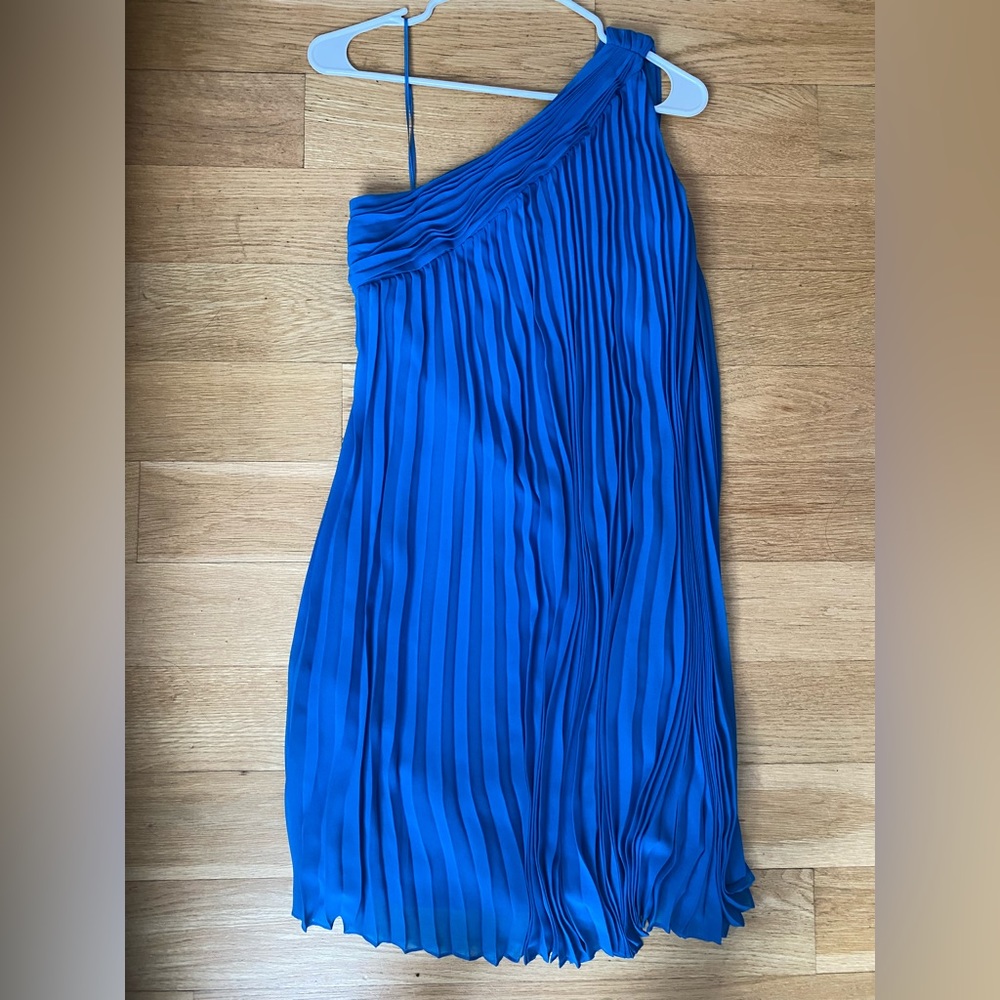 Halston Heritage One-Shoulder Pleated Dress